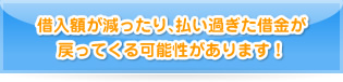 借入額が減ったり、払い過ぎた借金が戻ってくる可能性があります！